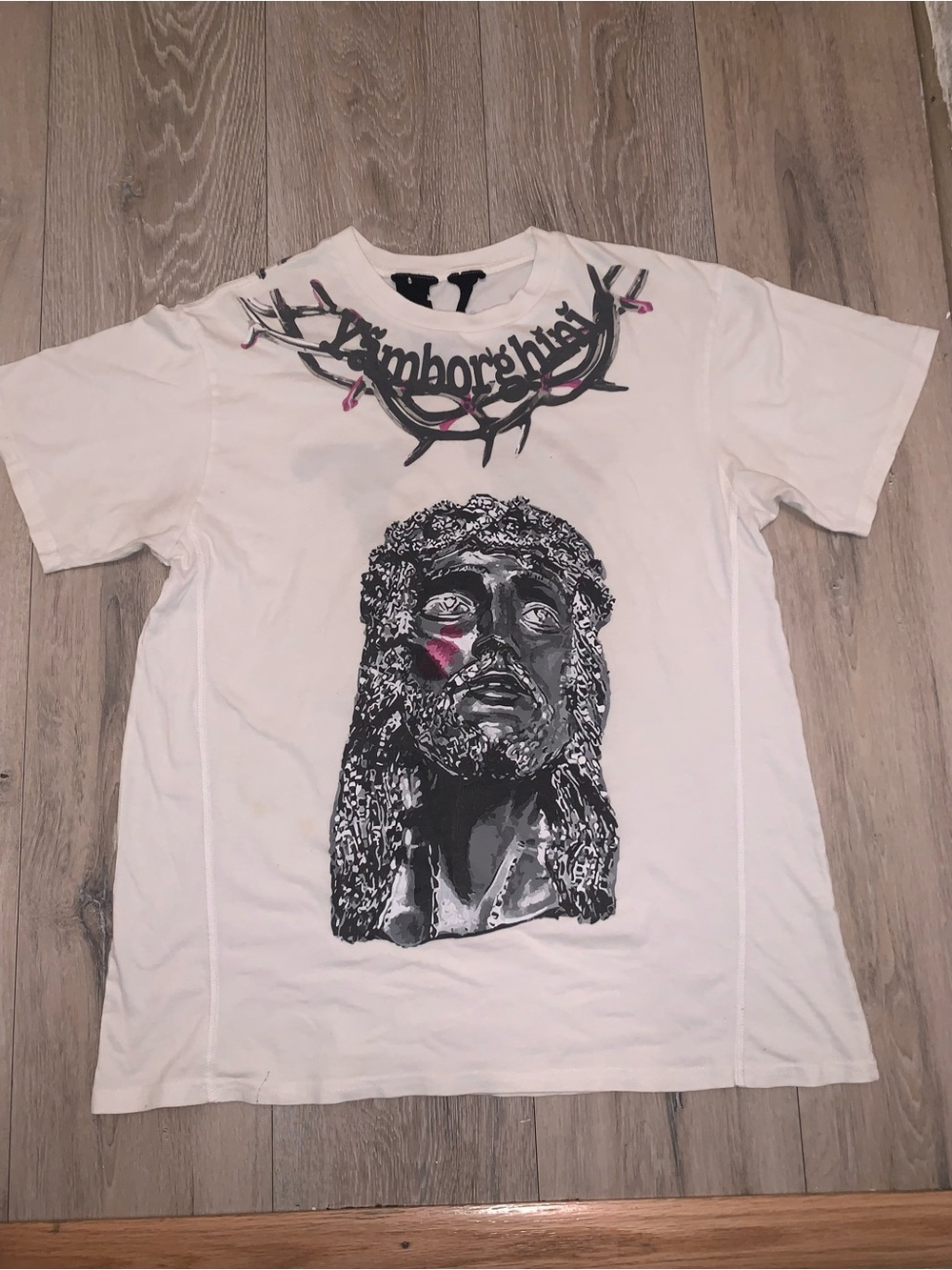 Vlone Yams Day Jesus Piece T-Shirt White Size: Large